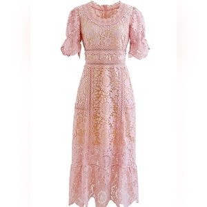Chicwish pink lace midi